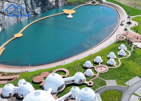 Luxury Fireproof Glamping Hotel Tent Geodetyczny Kopuł dla rodzin Najlepszy rodzinny namiot Glamping