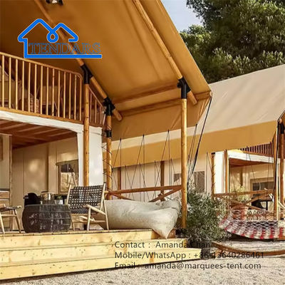 Luxury Strong Wood Structure Glamping Safari Tent For Family Dwuwarstwowy namiot