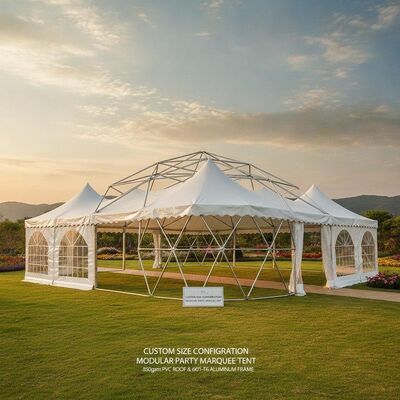 Konfiguracja wielkości niestandardowej Modularny namiot party Marquee z 850gsm PVC dach i 6061-T6 ramy aluminiowej