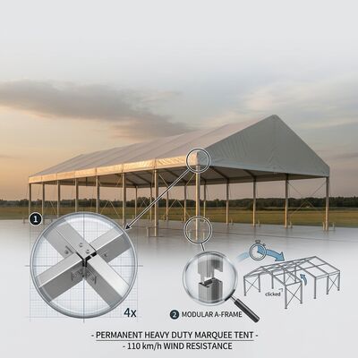 5x10m Duże rozpiętości twarde tłoczone stop aluminiowy 6061/T6 namiot imprezowy Marquee Zdejmowane ściany boczne schronienie dla wydarzeń na zewnątrz