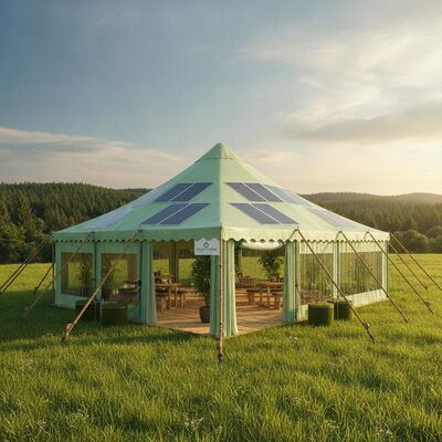 Solar Panel Integrated Eco Party Marquee Tent Sustainable Energy Off Grid European Green Event Canopy Structure