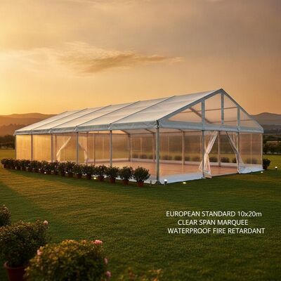 Standard europejski 10x20m Clear Span Aluminium Party Marquee Tent wodoodporny ognioodporny