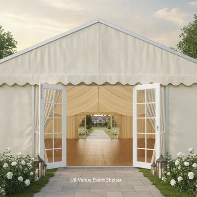 Premium Wedding Party Marquee Tent Aluminium Frame Ivory Liner French Door Panels UK Scene Event Shelter