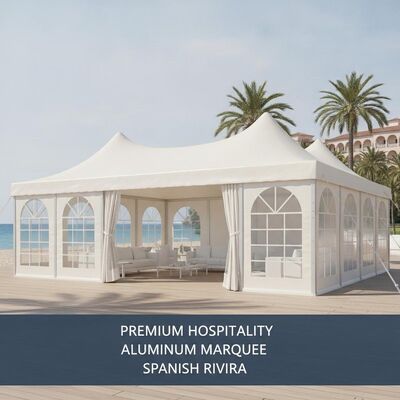 Premium Hospitality Aluminium Party Marquee Tent Marine Grade Coating for Spanish Hotels Resorts Beach Clubs