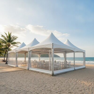 UV odporny namiot party Marquee Tajlandia Resort Beach Event Kanopy z ścianami bocznymi Pawilon aluminiowy