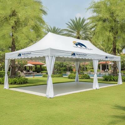 Custom Branded Party Marquee Tent OEM Logo Print Thailand Hospitality Event Rental Canopy Promotional